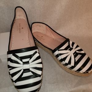 Kate Spade Black & White Bow Front Espadrilles